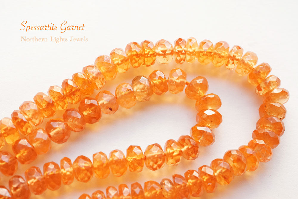 (Half Strand/1 Strand) Gem Quality Unheated Spessartite Garnet Large Button Cut/Rondel Mandarin Garnet