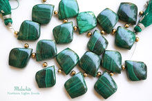 Load image into Gallery viewer, (1 row 18 cm 32 grains) High quality large malachite smooth rondel 7-10.5 x 5.8 mm
