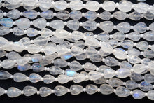 Load image into Gallery viewer, (M/L) Fine Vertical Hole Rainbow Moonstone Faceted Teardrop
