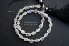 Load image into Gallery viewer, (M/L) Fine Vertical Hole Rainbow Moonstone Faceted Teardrop
