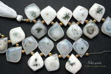 Load image into Gallery viewer, (10 grains per row) High Quality Solar Quartz Faceted Lantern Moss Agate
