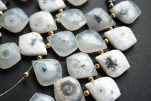 Load image into Gallery viewer, (10 grains per row) High Quality Solar Quartz Faceted Lantern Moss Agate
