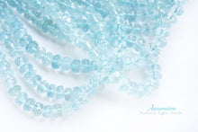 Load image into Gallery viewer, (LL, half-strand/1-strand) Fine aquamarine button cut faceted rondel
