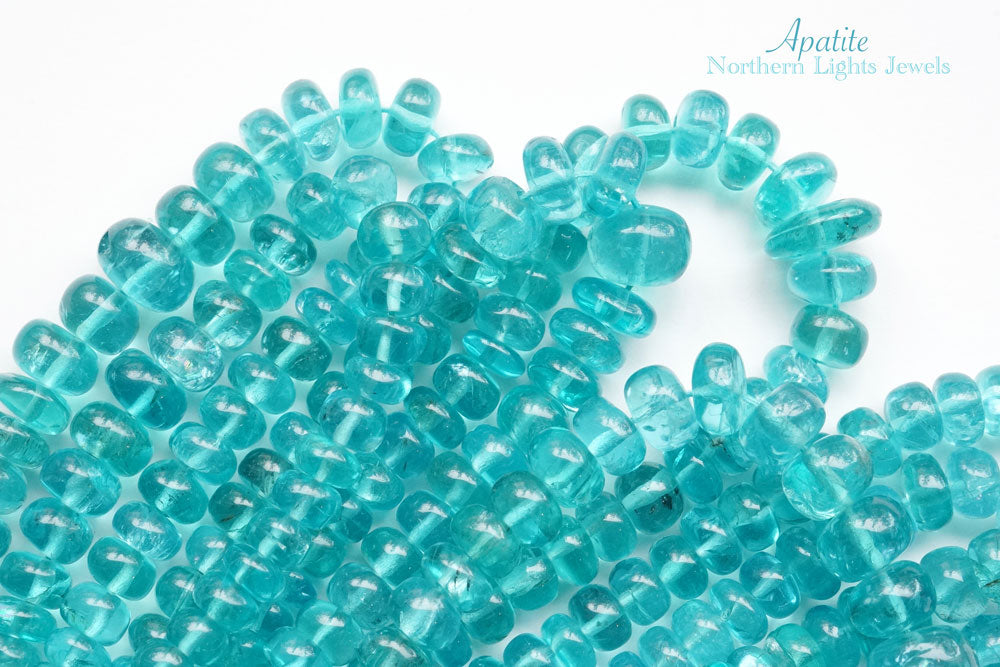 (Half Strand/1 Strand) Fine Sky Blue Apatite Beads Smooth Rondelle