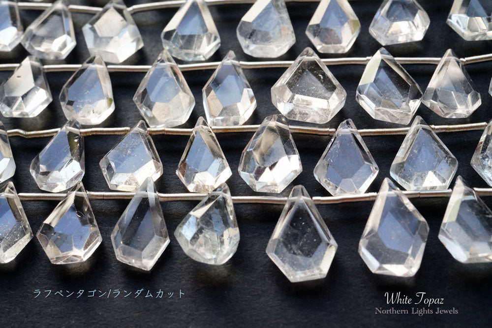 (21-23 grains per row) White Topaz Rough Pentagon/Random Cut