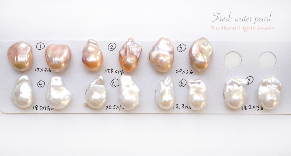 (No.1-9, 2 pieces set) Fine freshwater pearl Oyster baroque Fireball No holes