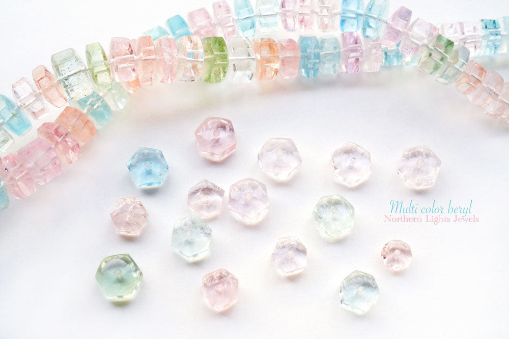 (Half Strand/1 Strand) Gem Quality Multicolor Beryl Bolt Cut Beads Hexagon