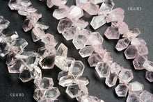 Load image into Gallery viewer, (high quality/gem quality, half strand/single strand) morganite pink aquamarine faceted rough pentagon/random cut
