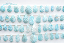 Load image into Gallery viewer, (25 grains per row) Rare stone larimar leaf carving leaf shaped beads
