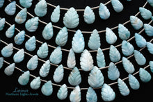 Load image into Gallery viewer, (25 grains per row) Rare stone larimar leaf carving leaf shaped beads
