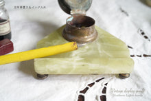 Load image into Gallery viewer, French Vintage Fountain Pen Holder &amp; Ink Holder Marble x Brass Display Supplies

