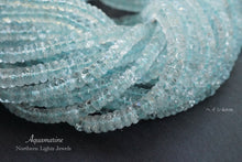 Load image into Gallery viewer, (Half row 110 grains / 1 row 220 grains) High quality aquamarine Heishi beads Button cut beads 4-4.3mm
