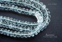 Load image into Gallery viewer, (M/L, Half Strand/Single Strand) Fine Aquamarine Button Cut Faceted Rondelle
