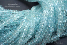 Load image into Gallery viewer, (M/L, Half Strand/Single Strand) Fine Aquamarine Button Cut Faceted Rondelle
