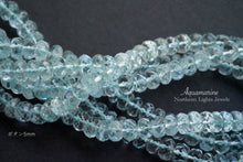 Load image into Gallery viewer, (M/L, Half Strand/Single Strand) Fine Aquamarine Button Cut Faceted Rondelle
