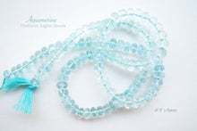 Load image into Gallery viewer, (M/L, Half Strand/Single Strand) Fine Aquamarine Button Cut Faceted Rondelle
